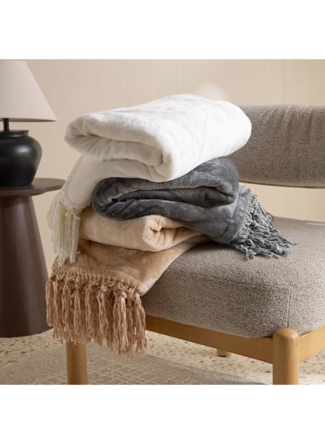 Home Box Plush Gray Throw Blanket - 130x180 cm - Image 5